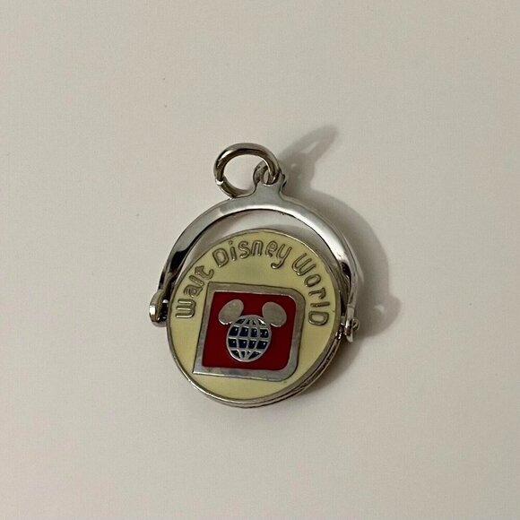 Vtg Sterling Silver Disney World Souvenir Flip Spinner Bracelet Charm - Picture 9 of 10